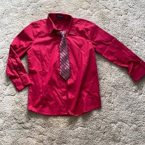 BNWOT boys George button up shirt with clip on tie size 7
